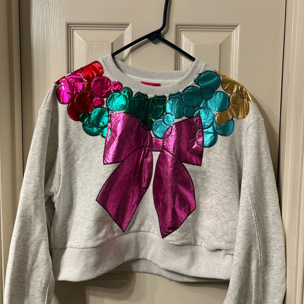 Queen of sparkles Colorful Bow and Sequin Sweatshirt